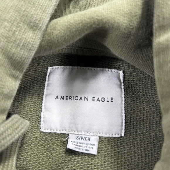 American Eagle Hoodie Mens Small Green Sweatshirt Embroidered Logo Preppy Adult - Picture 8 of 10